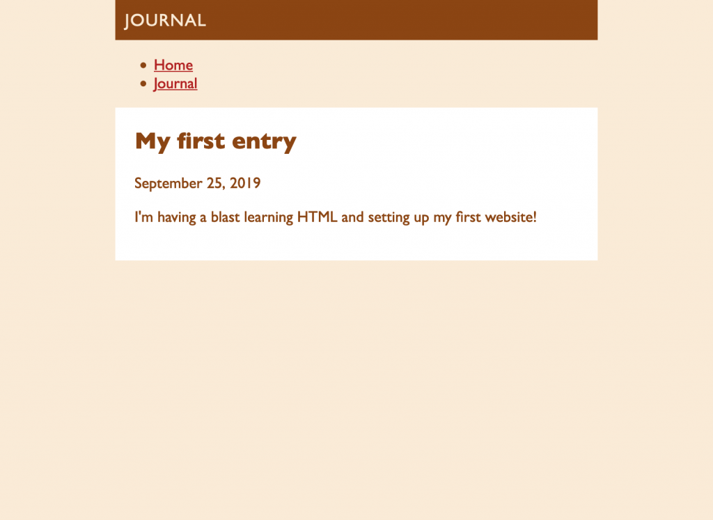 Screenshot of the Journal page. Its one article now it appears on a white card.